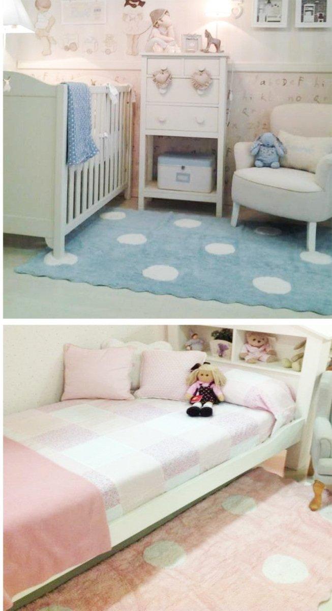 Alfombra Habitación Bebé Topos Aratextil Azul - Nanetes #